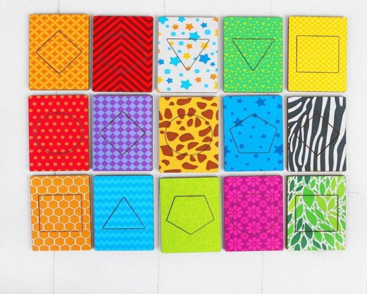 Деревянные карточки «Фигуры» набор 15 карточек: 5,5 х 8,3 см